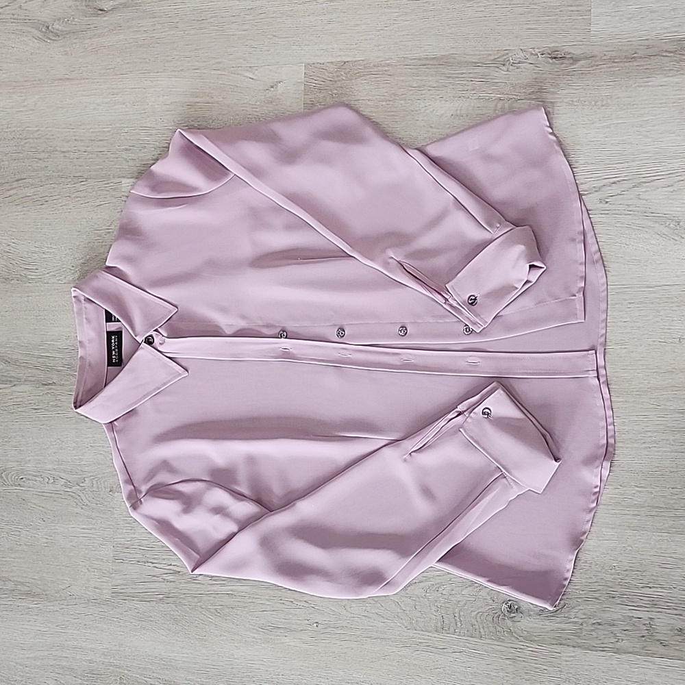 New York &Co Dusty Purple Sheer Blouse Size XL